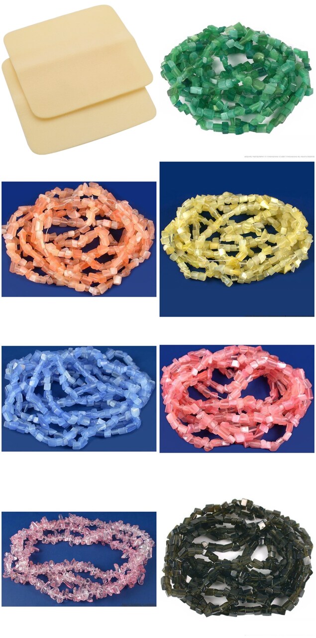 2 Beading Mats 8" x 8" & 7 Strands Glass & Chip Beads Various Colors and Sizes